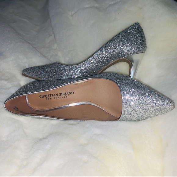 Christian Siriano Silver Glitter Heels Size 9 - Picture 3 of 4